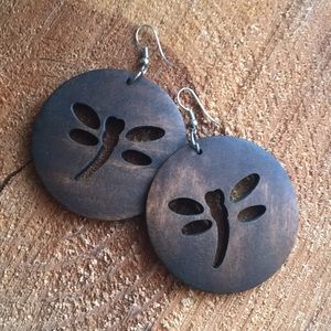 Wooden dragonfly earrings